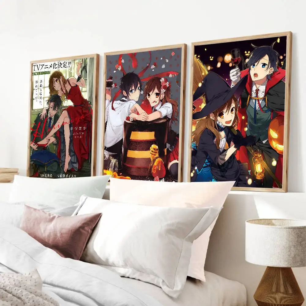Anime Hori san to Miyamura kun  Poster Self-adhesive Art Waterproof Paper Sticker Coffee House Bar Room Wall Decor