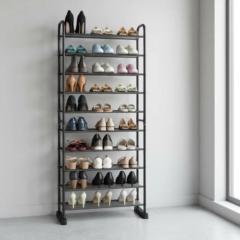 

10-Tier Free-Standing Metal Frame Shoe Rack