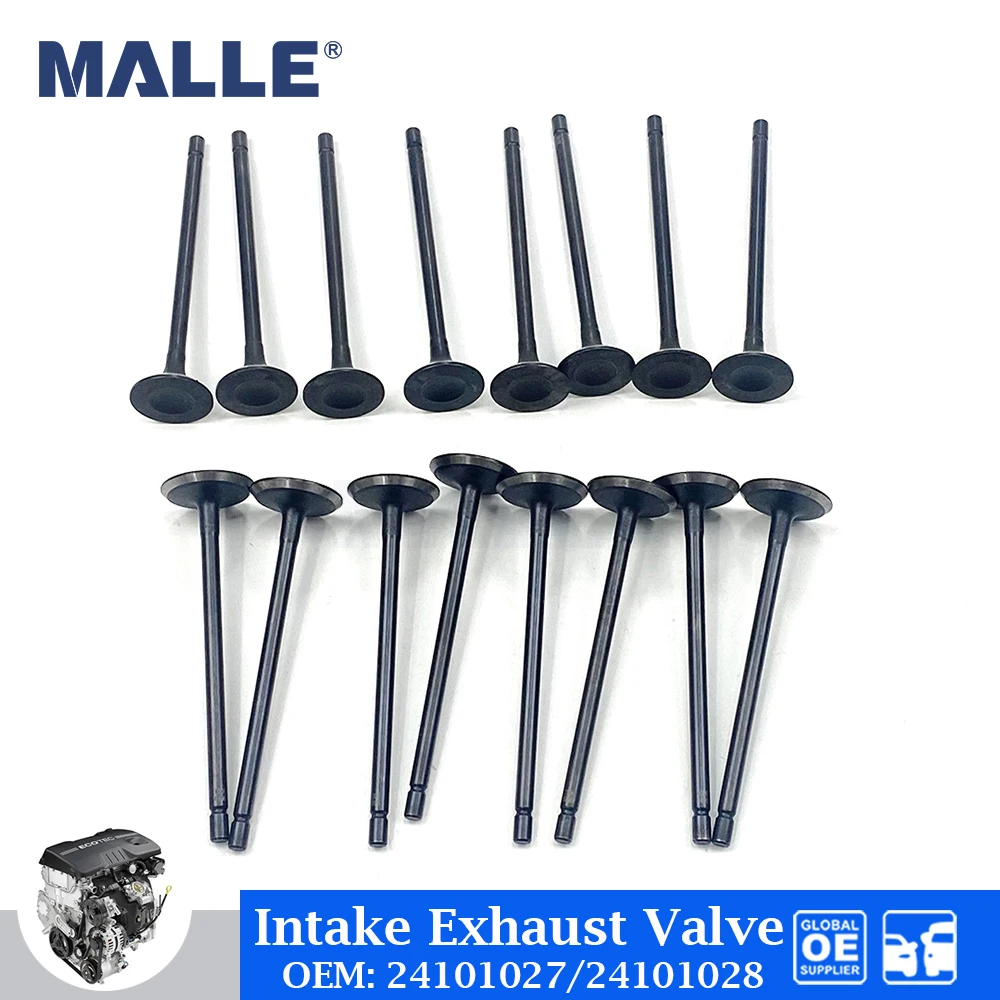

16 Pcs Intake Exhaust Valve For Buick Chevrolet New Sail AVEO SPARK LMU 1.2L Engine Auto Car Accessories OEM 24101027 24101028