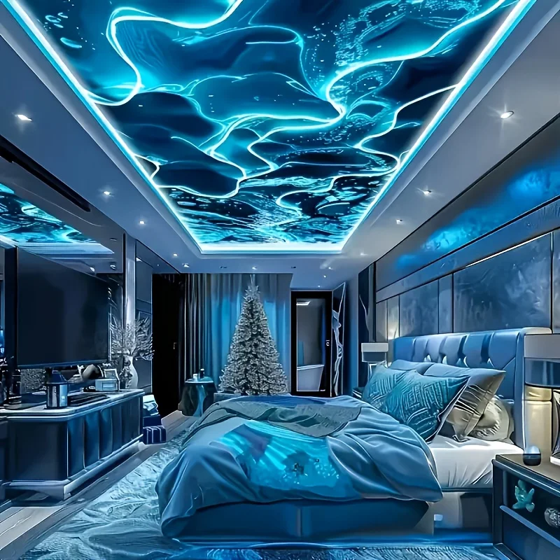 7Colors Water Ripple Projector Dynamic Rotating LED Night Light with Remote USB Powered Family Bedroom Romantic Ocean Decor Lamp