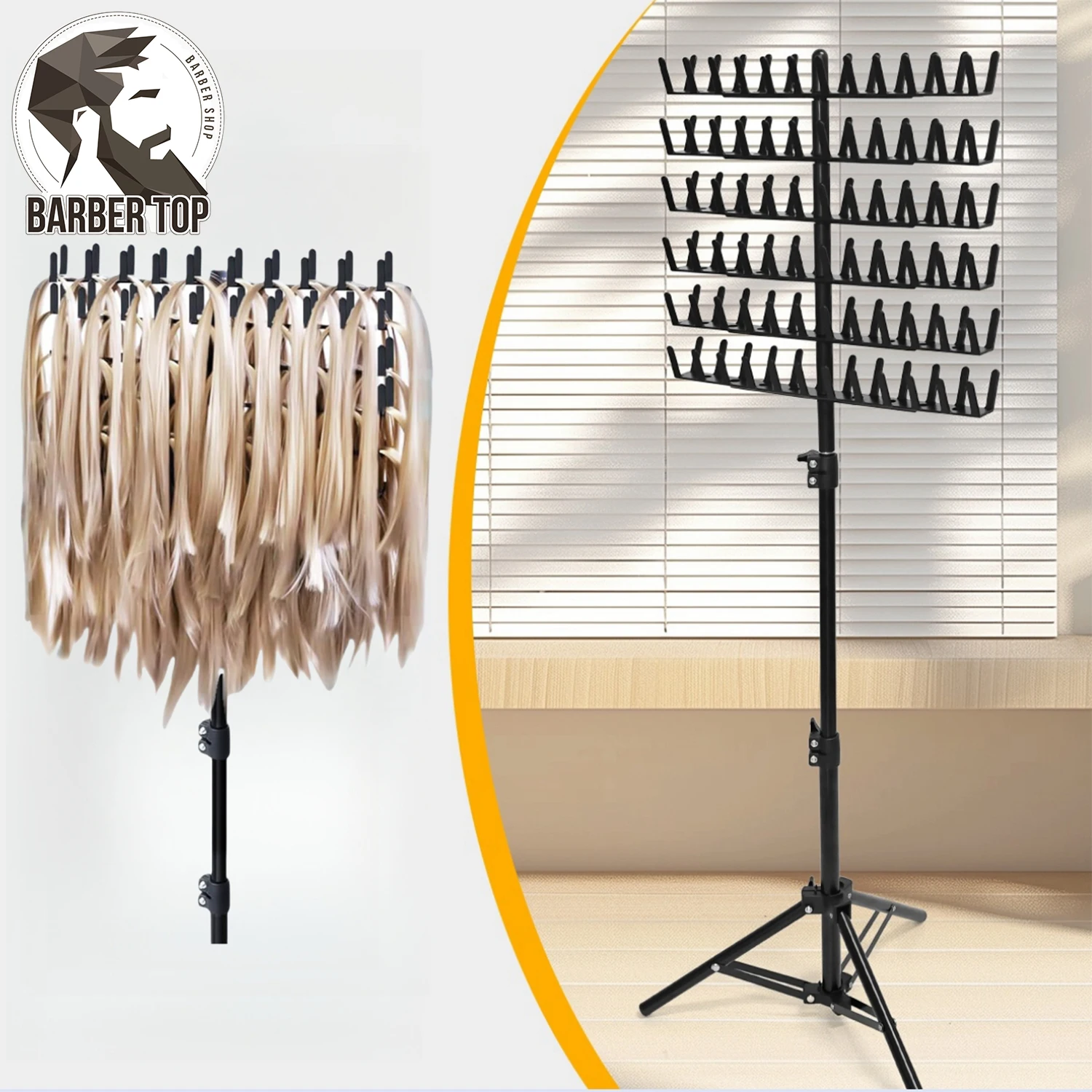 

Braiding Hair Rack Height Adjustable Hair Rack on Wheels Standing Hair Extension Rack for Braiding Hairstylists Barber Supplies