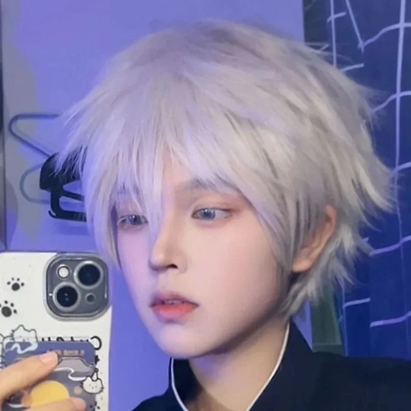 SN88 Jujutsu Kaisen Cosplay Wig Gojo Satoru Wig with Black Glasses Silver White Wig with Wig Cap for Cosplay Halloween Cost * #2