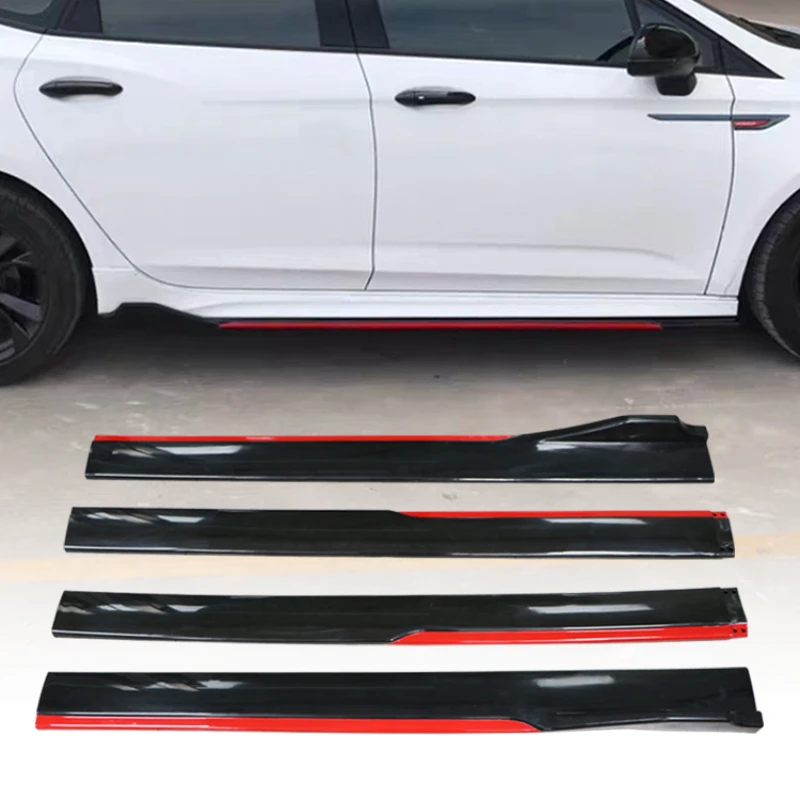 4PCS Universal Red Black 2.4M Side Skirt Extensions Car Side Skirts Winglet Splitters Lip For Benz For BMW For Honda For Toyota