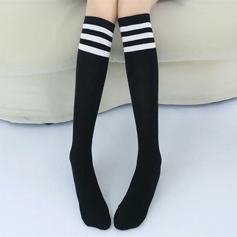 Kids Knee High Socks Girls Boys Football Stripes Cotton Sports School White Black Socks Skate Children Baby Long Tube Leg Warm