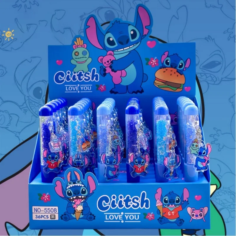 

12/36 шт., креативная гелевая ручка Disney Stitch с бриллиантами, милые вращающиеся шариковые ручки с черными чернилами, рекламный подарок, офисные школьные принадлежности