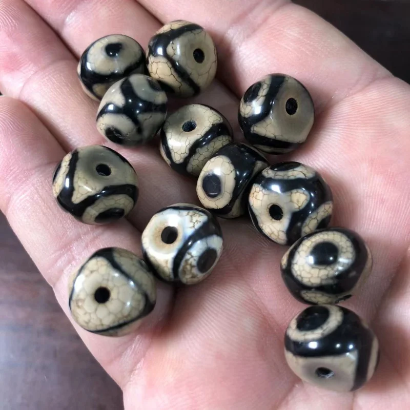 Factory Wholesale Vintage Agate DIY Ornament Accessories Three Eyes Dzi Agate Abacus Beads Scattered Beads