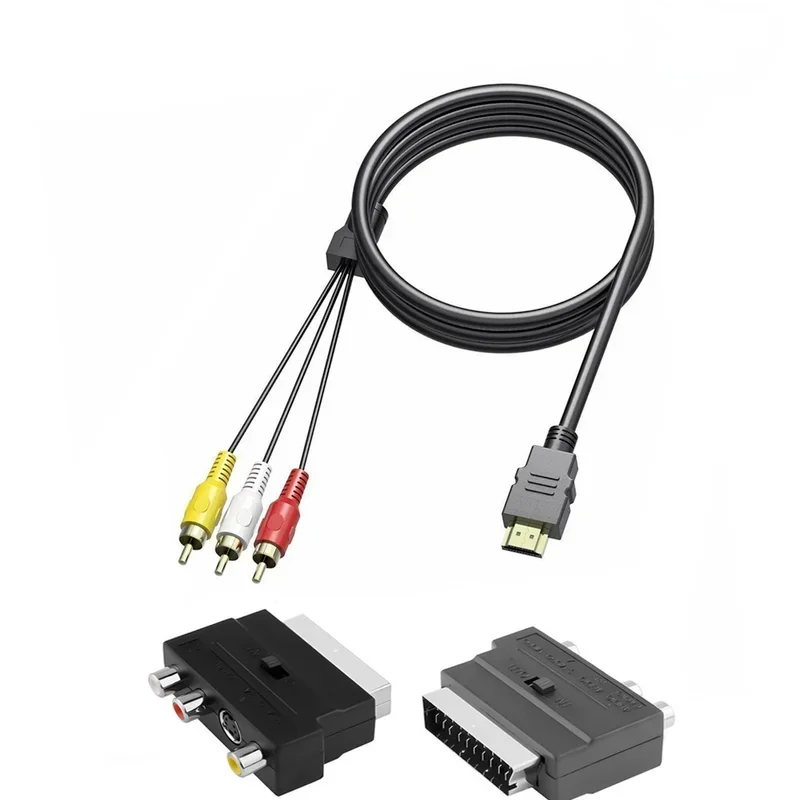 HDMI-compatible To 3Rca Scart Two-In-One Adapter Cable 1.5M HDMI-compatible Male S-Video To 3 Rca Av Audio Cable 3 Rca Phono