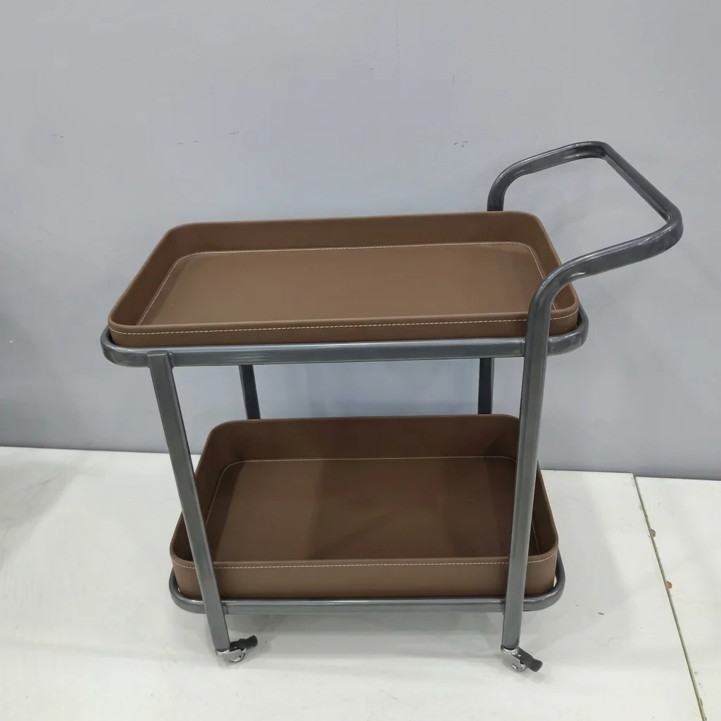 Luxury 2-Layer Food Serving Cart Rolling Utility Cart For Hotel Room Service Stainless Steel Kitchen Storage Trolley Furniture