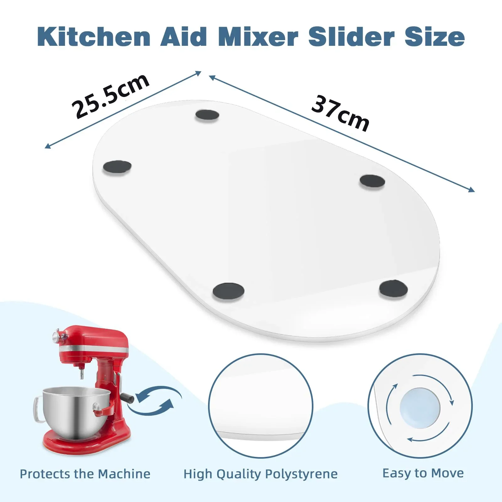 

For KitchenAid's acrylic mixer slider, 6-8QT angled vertical mixer, kitchen appliance moving pad, mixer moving tray