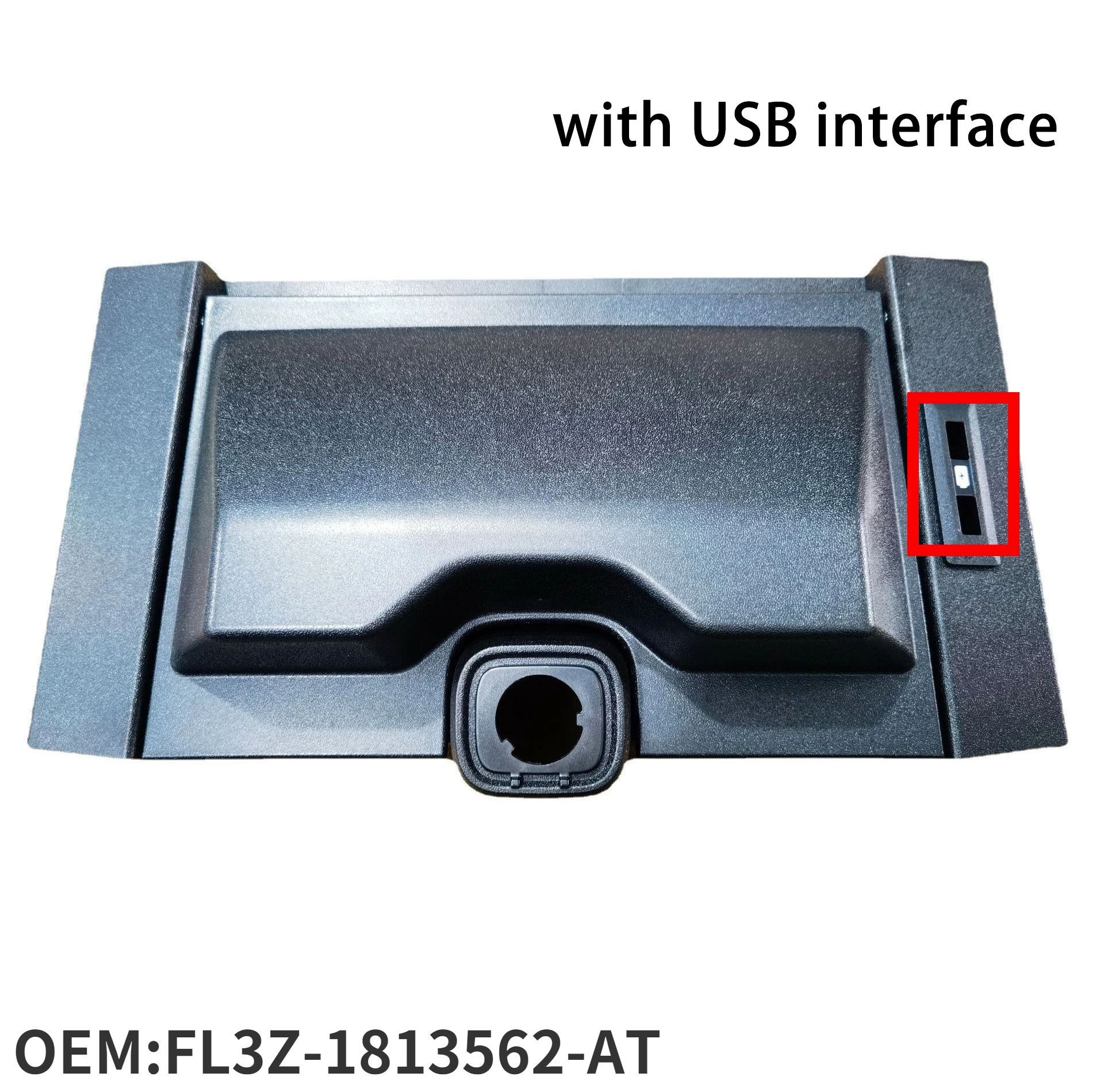 

FL3Z-1813562-AT Split Bench Center Seat Front Cup Holder with USB Interface for 2015-2016 Ford F-150 FL3Z1813562AT