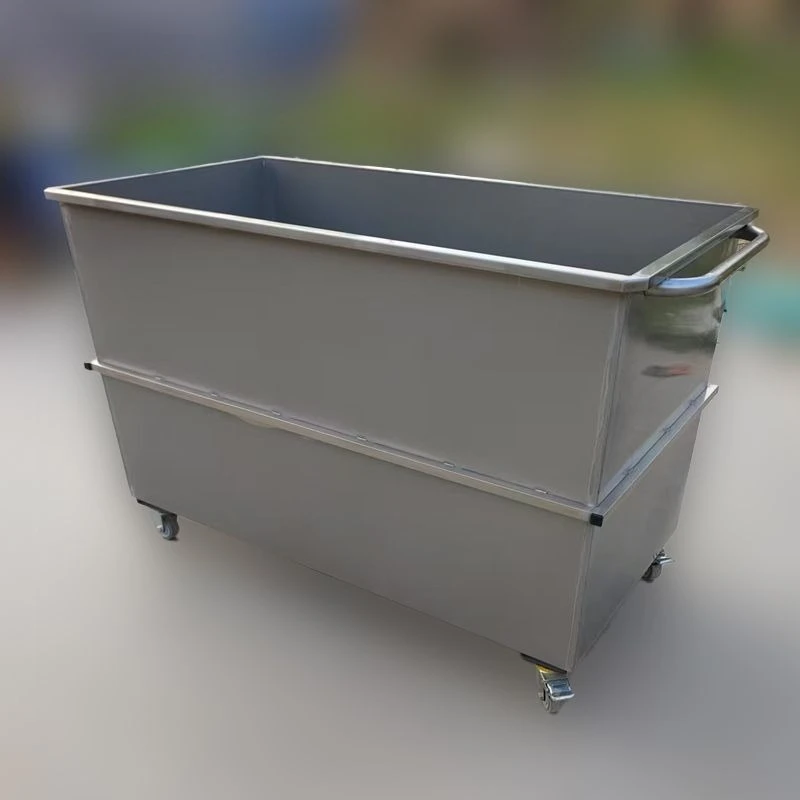 Customizable Stainless Steel Tank Square Storage Tank Industrial Water Barrel Mobile Trolley Soaking