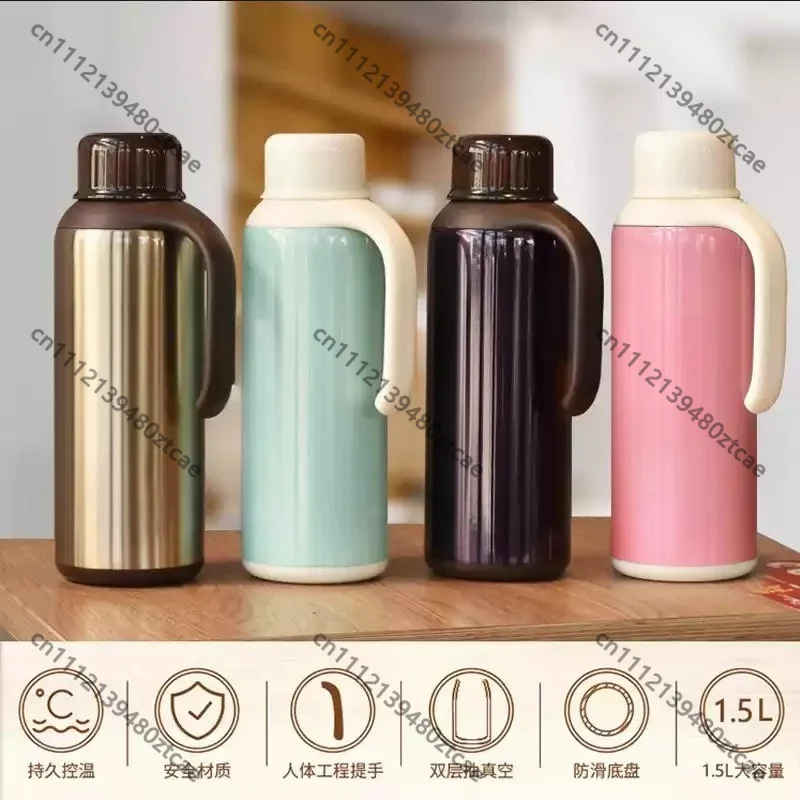 Large Capacity Stainless Steel Vacuum Insulated Water Bottle Household Thermal Flask Hot Water Jug for Home Daily Use