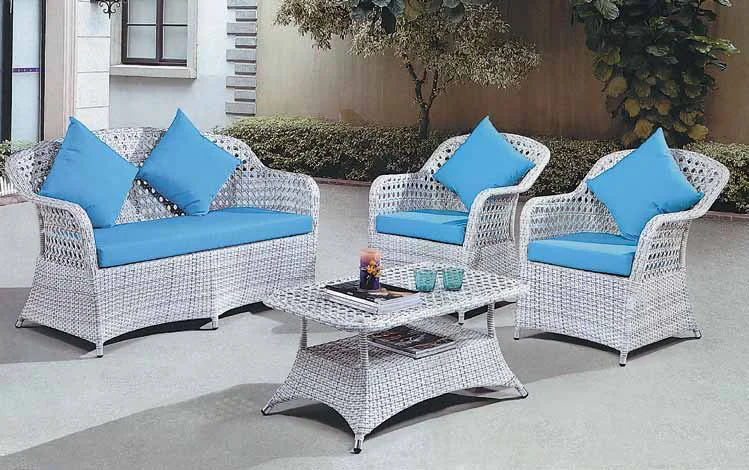 Modern Luxury Outdoor Rattan Wicker Furniture Garden Aluminum L Shaped Sofa With Cushion