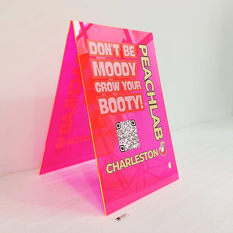 Customized Portable A-frame Pavement Stand Advertising Board Durable Acrylic Folding Sidewalk Sign for Outdoor Indoor