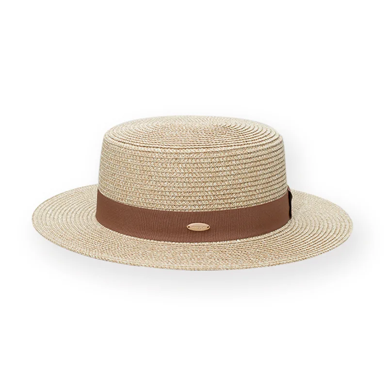 Summer casual ribbon sun hats Women's outdoor French styles flat brim travel hat Sunscreen Straw caps bowler hats  gorros