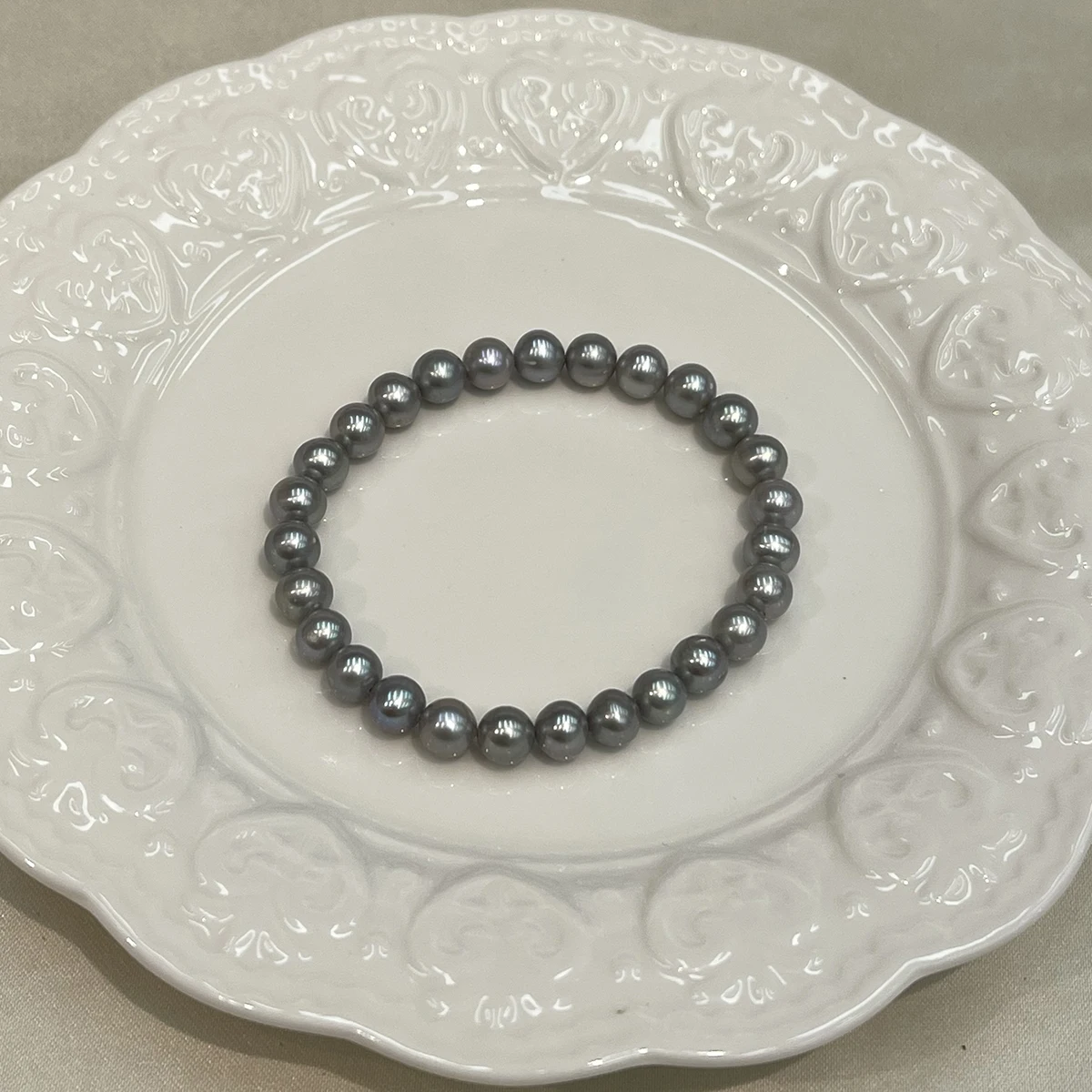 6-7mm Perlenarmbänder Natürliche Süßwasserperlen Nahezu Runde Graue Perlen für Frauen Mädchen Schmuck Accessoires Tägliche Geschenke 17-18cm – Detail 4