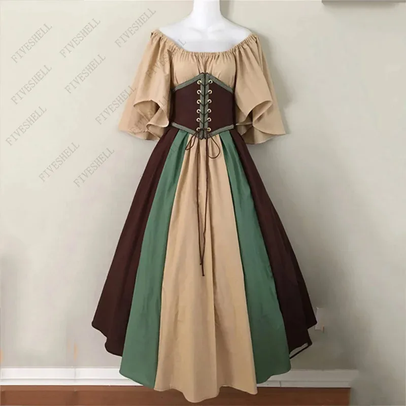 Palace Medieval Costume Women Christmas Dress Vintage Victoria Lace Up Vintage Carnival Party Long Robe Cosplay Fancy Clothing