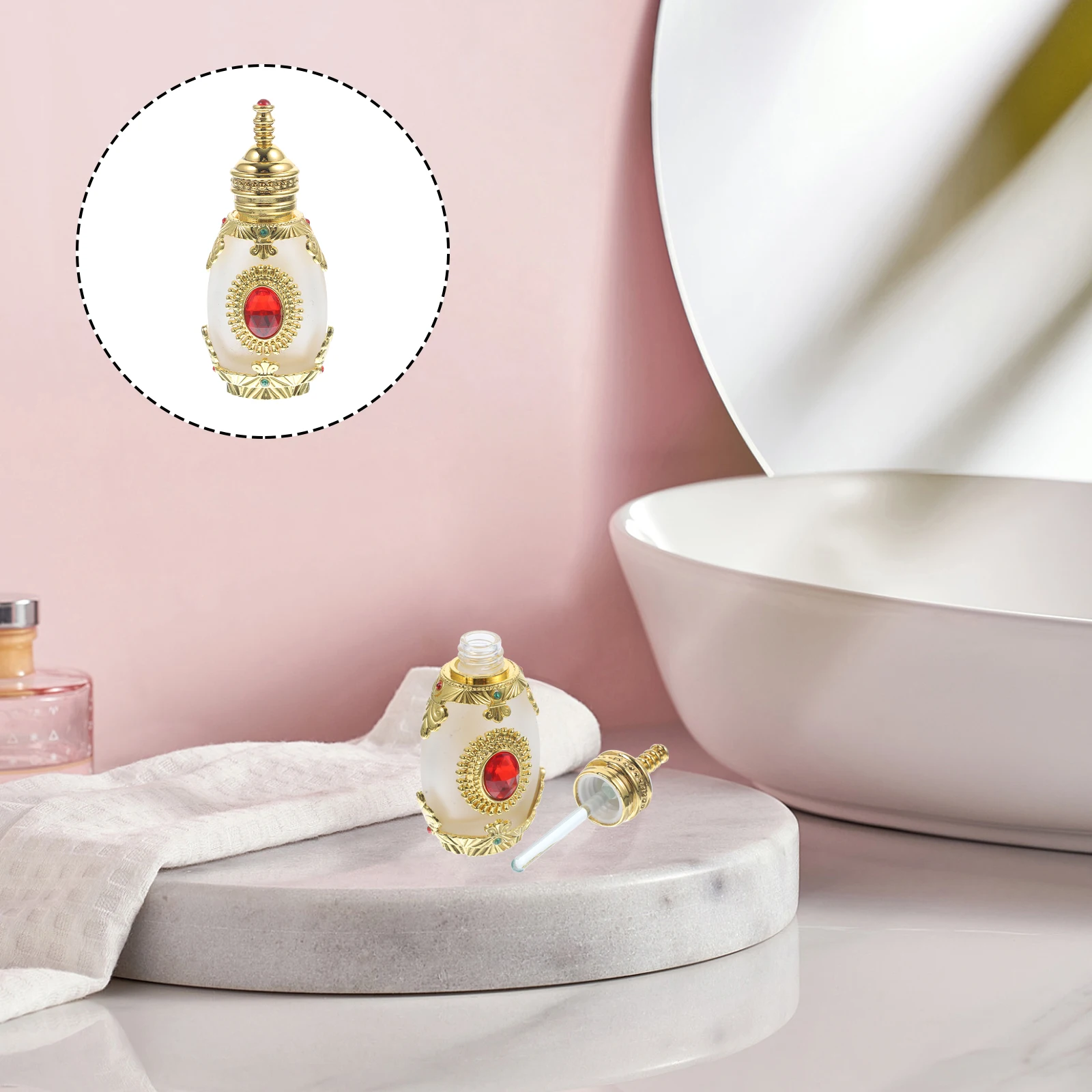 

Glass Perfume Bottle Refillable Exotic Middle Eastern Style Storage Essential Oil Holder Vintage Fragrance Bottle