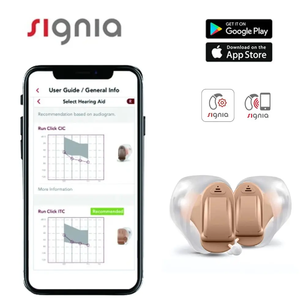 Signia Invisible Mini Hearing Aids 8 Channel Digital Programmable Mobile Phone Remote Adjust Former signia Hearing Care Aid