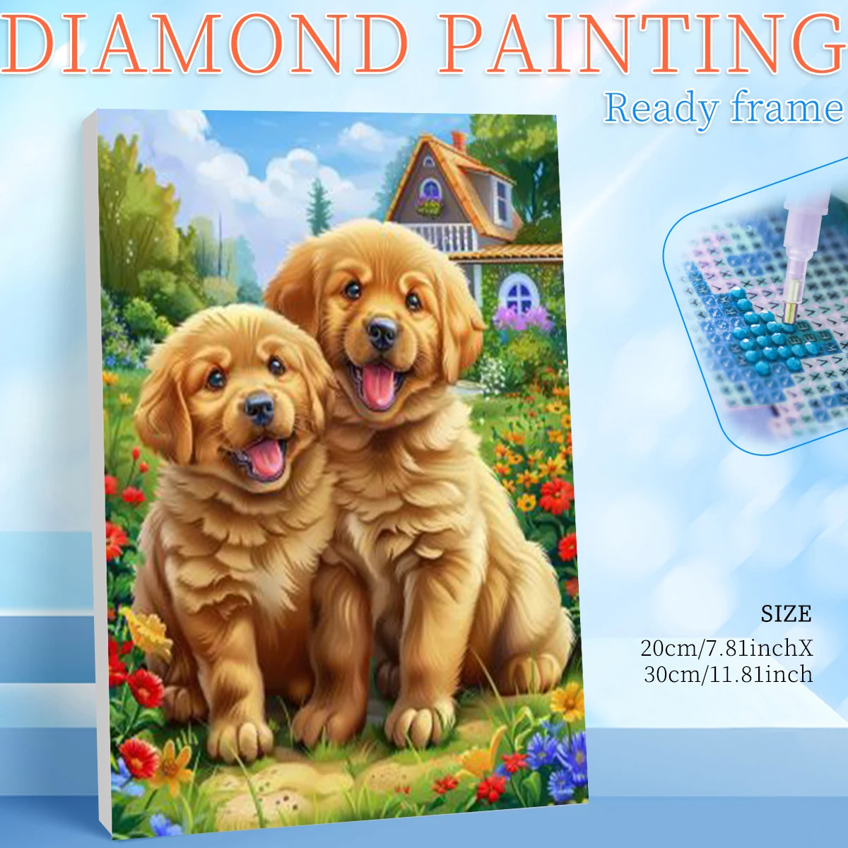RUOPOTY Framed Two Dogs 5d Diamond Painting Kits For Adults Home Decoration Diamond Painting For Adults Animall Full Round/Squar