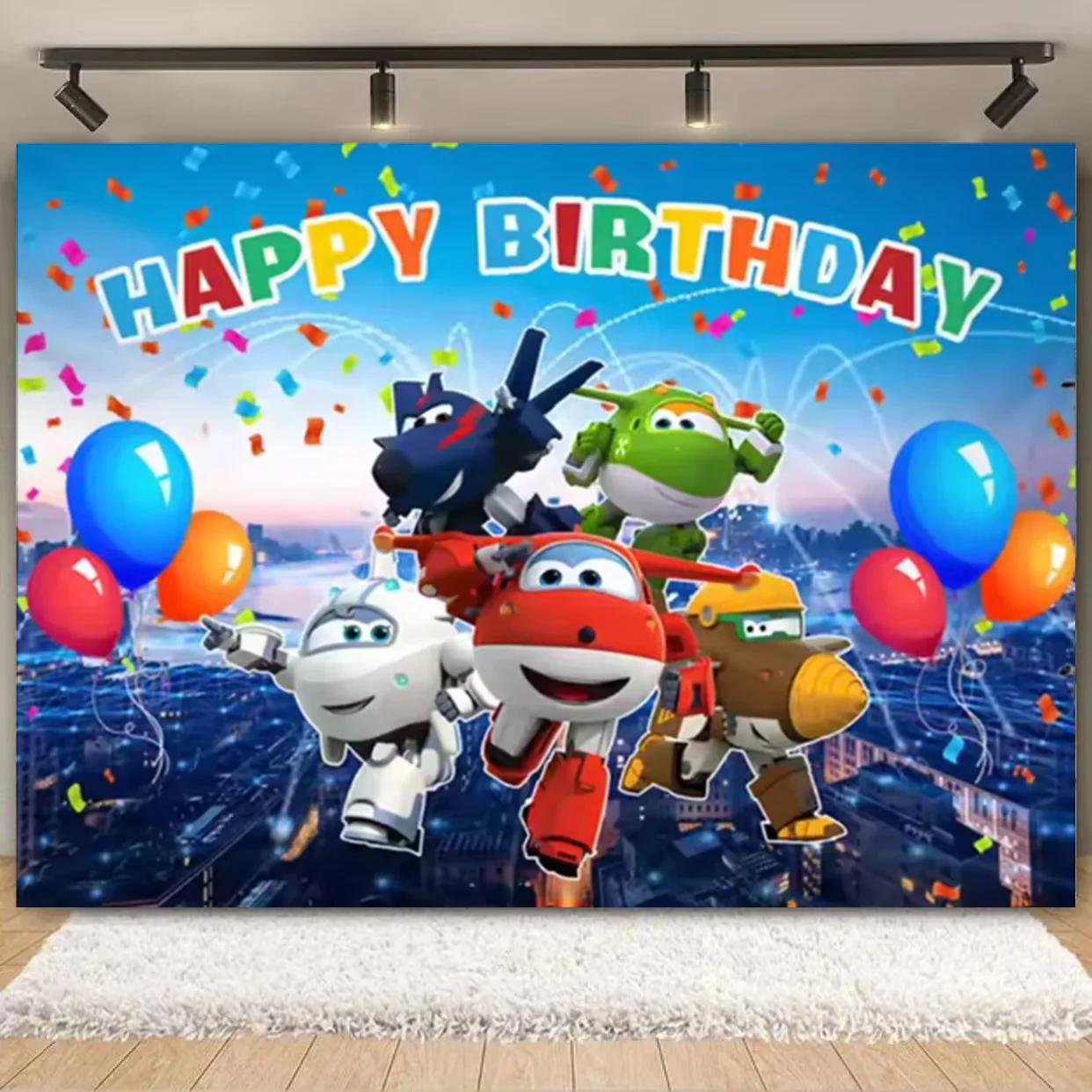 

Cartoon Super&wings Theme Birthday Party Supplies Background Decoration Baby Shower Banner Photography Props For Boy Girl Gifts