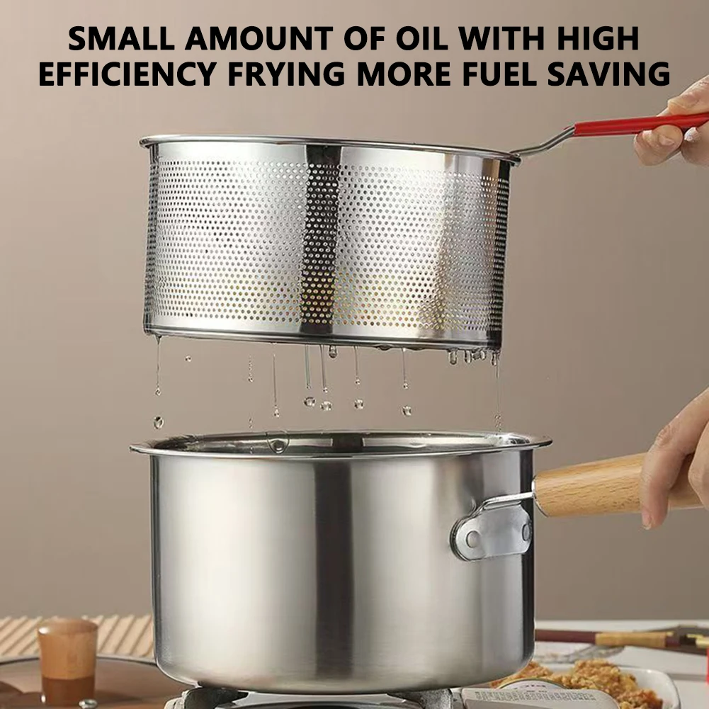 Stainless Steel Deep Fryer Pot With Basket French Fries And Chicken Wings Tempura Fryer Pot Removable Design Homemade Fries Tool view 5