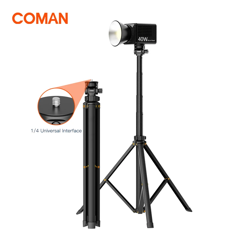 COMAN MT-60 65 85 1,9 M Wysuwany przenośny statyw LED ze stopu aluminium do lampy błyskowej LED Softbox Monopod podróżny