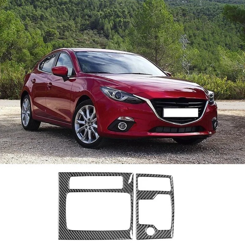 Penutup Panel persneling mobil, Aksesori Interior mobil serat karbon untuk Mazda 3 Axela 2014 2015 2016 2017