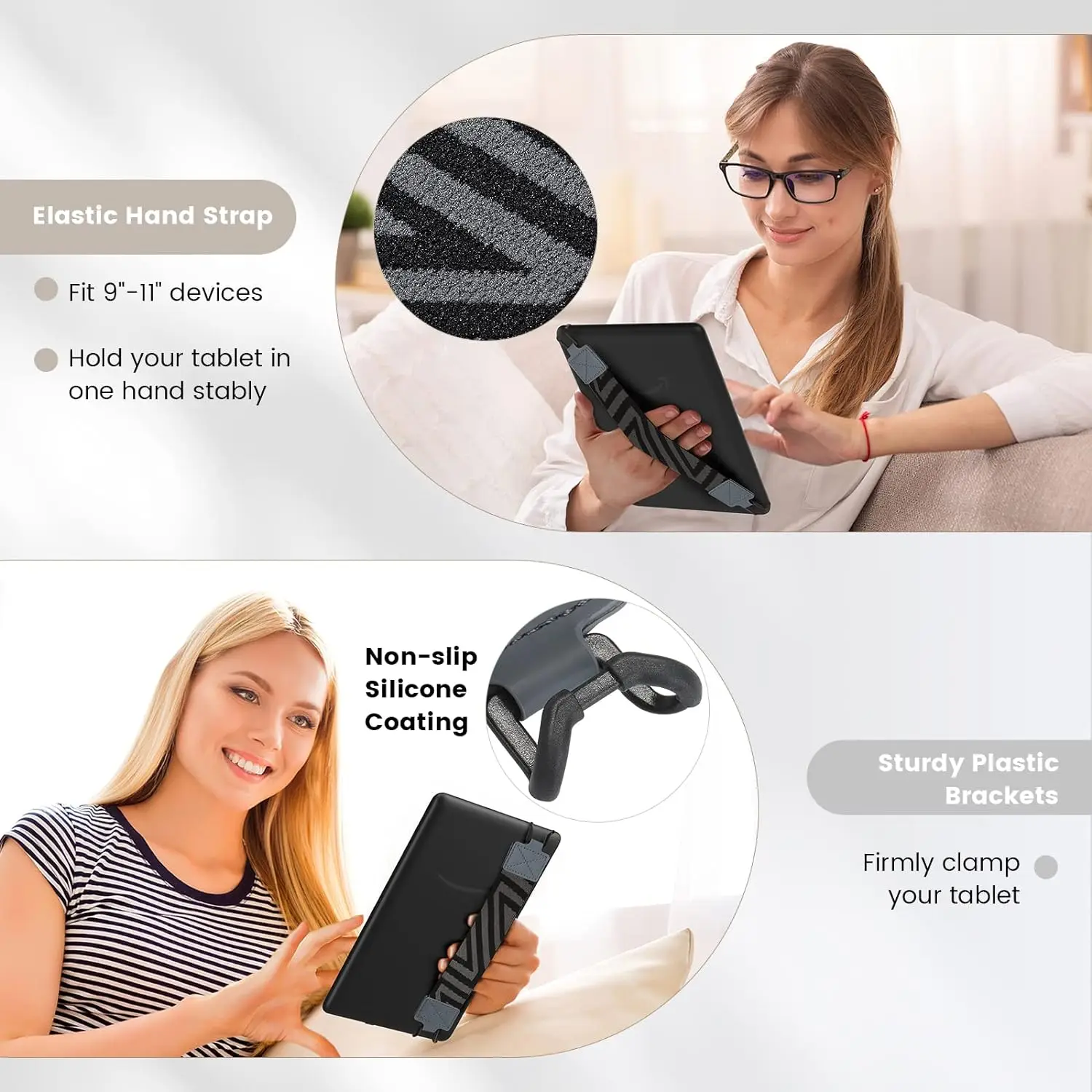 Security Hand-Strap for 9-11 Inch Tablet - iPad/iPad Pro/iPad Air/Kindle Fire HD/Samsung High-Elasticity Versatile Hand Strap