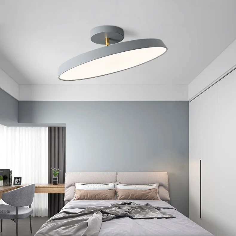 Modern Macaron Bedroom Porch Aisle Study Simple Attic Coffee Shop Ceiling Lamp Remote Control Aluminum Alloy Ultra-thin Lighting