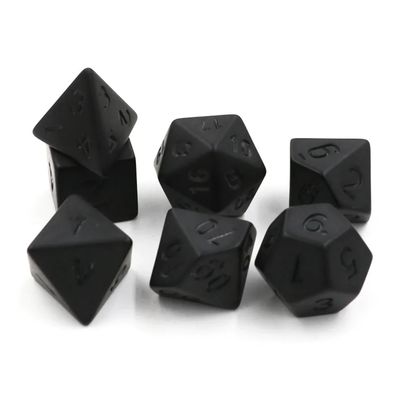 7 Pcs/set  Scrubs Pure Black Digital Dice Board Gameaccessories