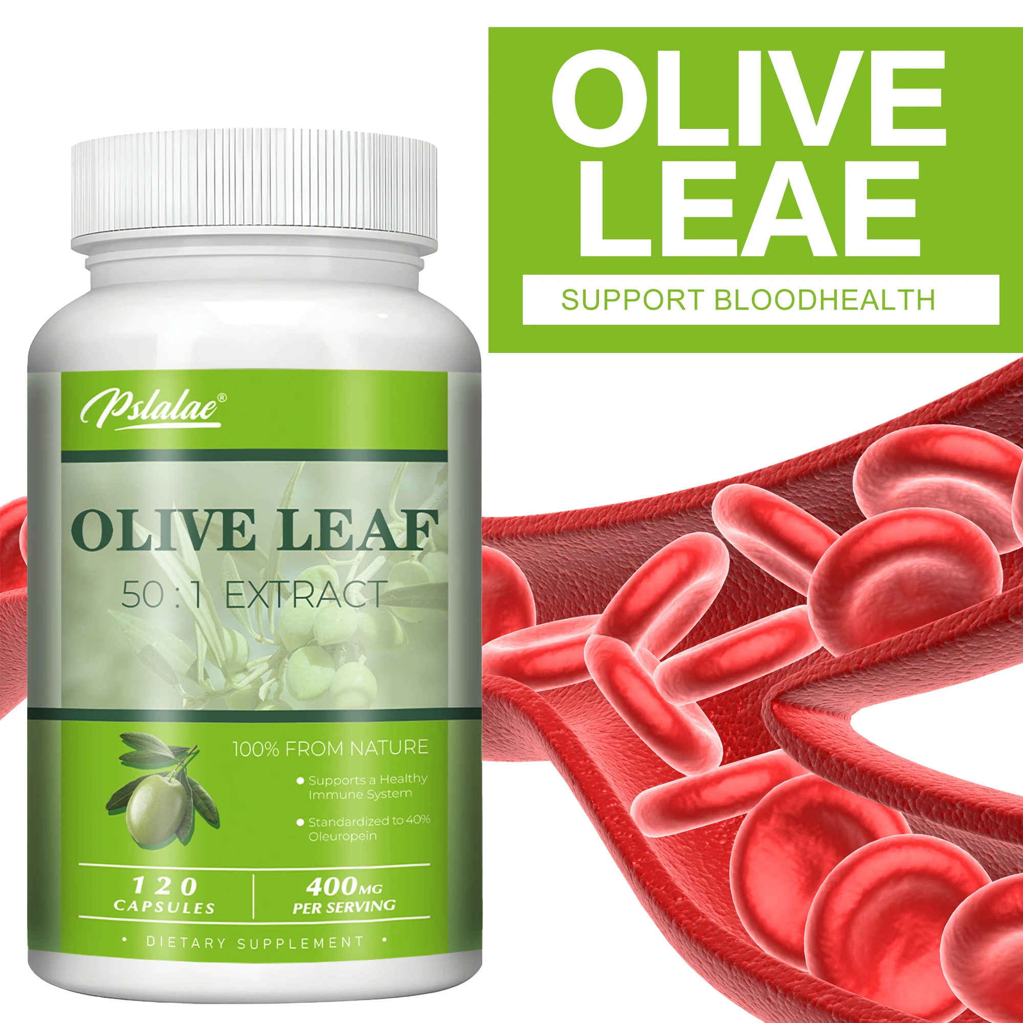 

Olive Leaf Capsules - Antioxidant,Supports Cardiovascular Health,Maintains Healthy Blood Pressure,Immune Health - 40% Oleuropein