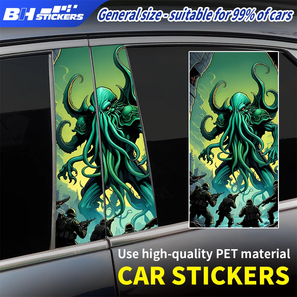 

Great Cthulhu Art Car Door Pillar Stickers Gothic Mythical Creature Reflective Vinyl Decals Waterproof Auto Exterior Accessories
