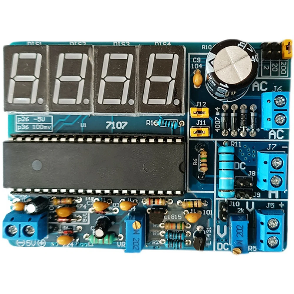 7107 DC 5V wielofunkcyjny woltomierz AC/DC zestawy DIY cyfrowy wyświetlacz LED próbnik napięcia moduł panelu