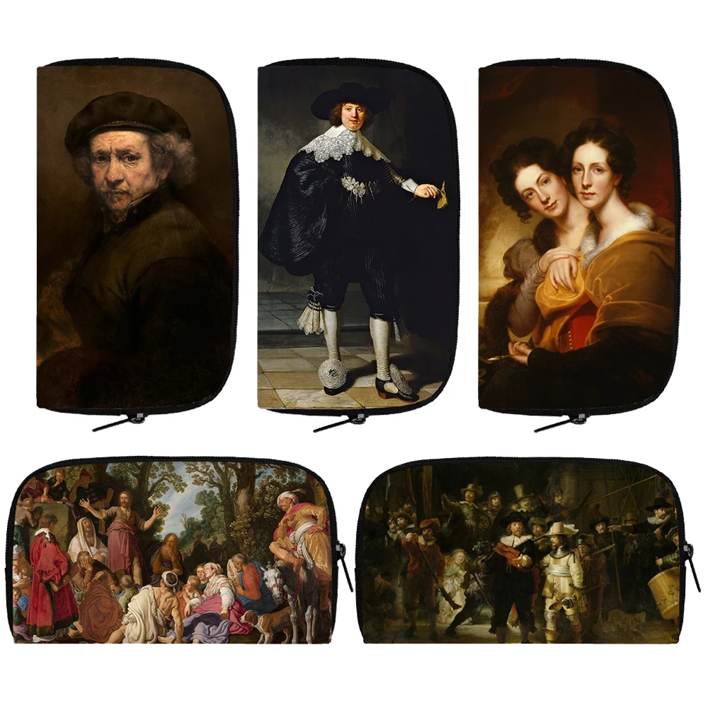 Famous Holland Painter Rembrandt Oil Painting Wallet Retro Art Fashion Purses Credit Card Key Holder Coin Money Bag Long Wallets