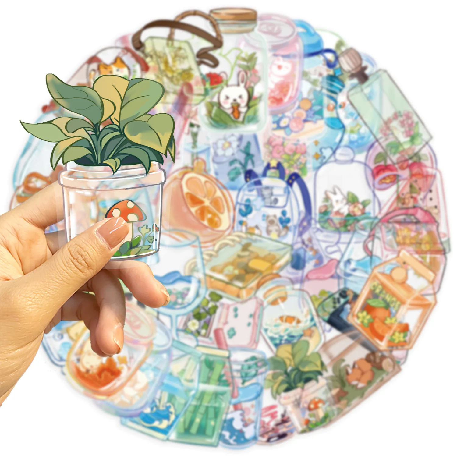 10/30/50PCS Transparente Cartoon Glas Ball Transparente Objekt Aufkleber Pack DIY Gitarre Wasser Tasse Skateboard ‌   Wasserfeste Aufkleber