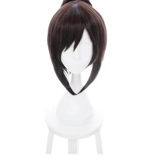 Peruca sintética marrom do traje do cosplay do cabelo, Fibra resistente ao calor, 35cm