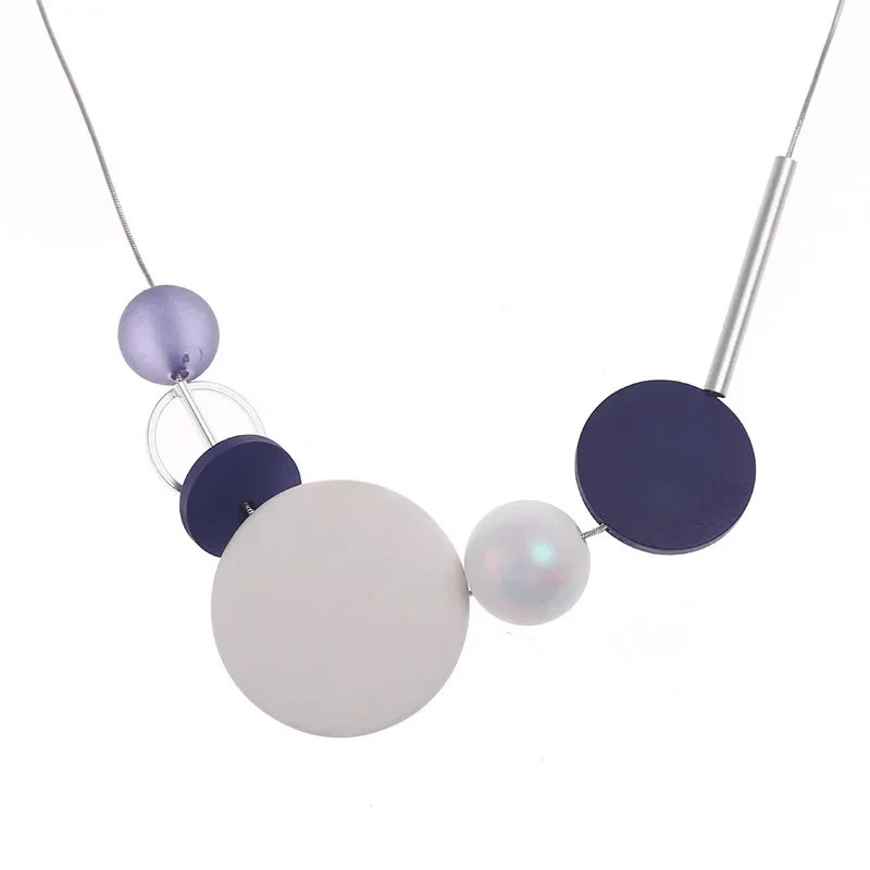 Fashion Geometric Round Pear Necklace for Woman Girl Irregular Sweater Chain Necklaces Charm Female Jewelry