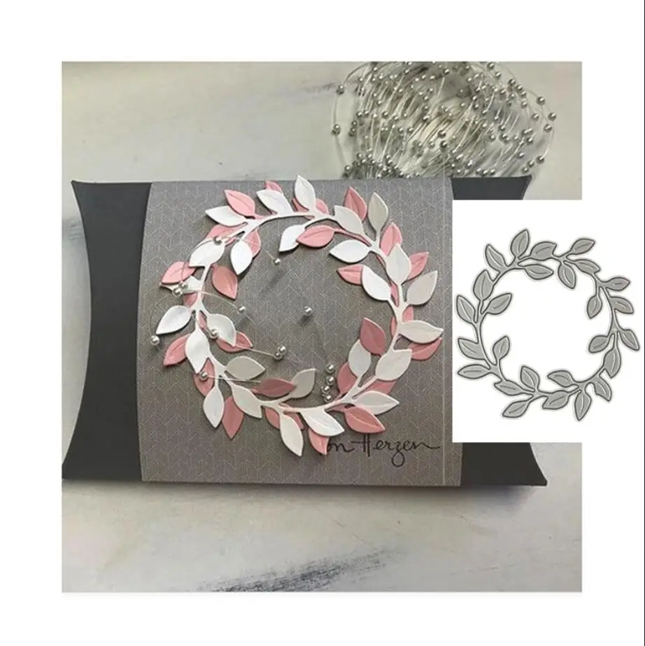 Leaf wreath metal cutting dies cut die mold Scrapbook paper craft knife mould blade punch template Embossing stencils