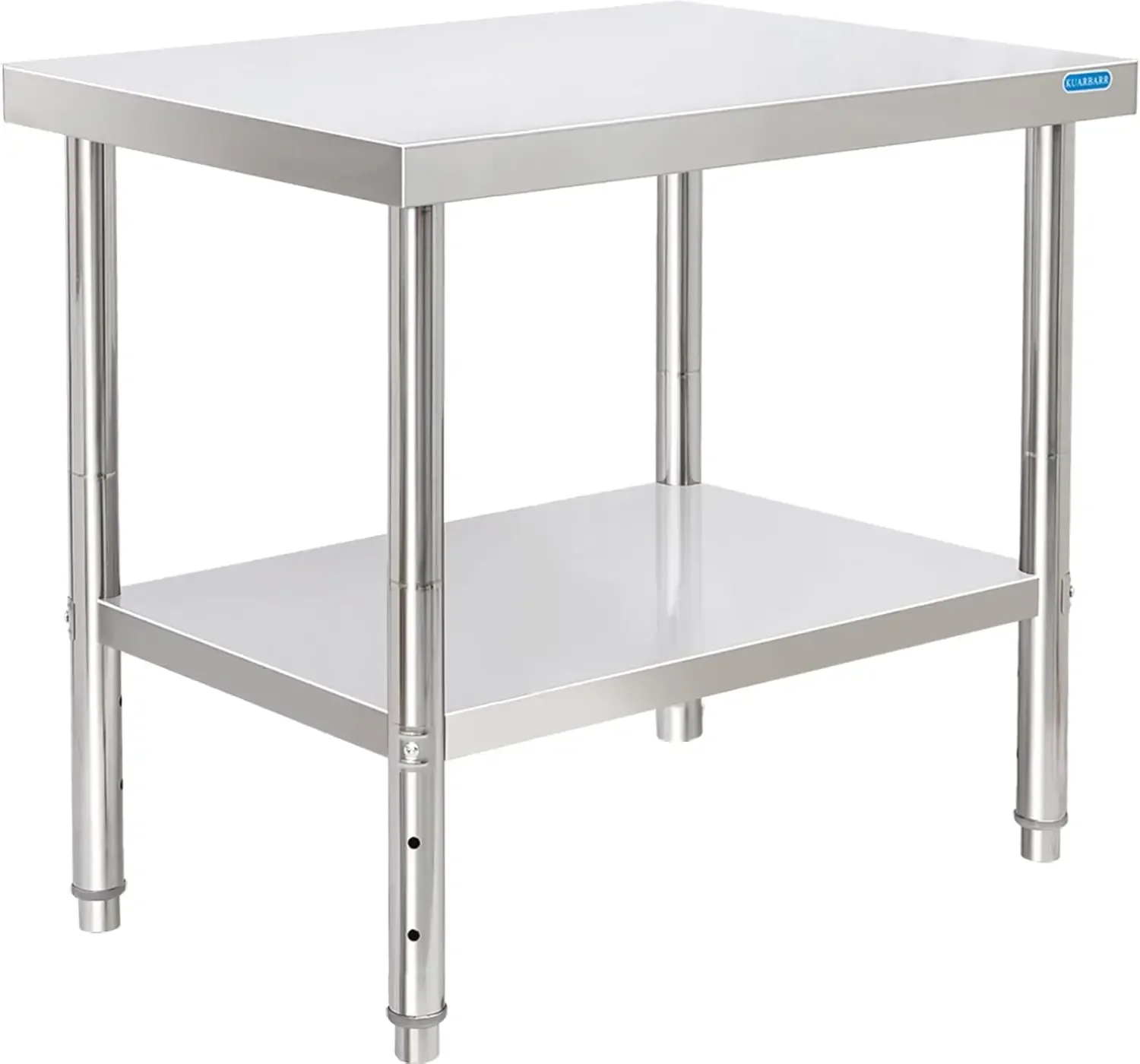 Steel Table for Prep & Work with Undershelf 24 x 30 Inches  Commercial Kitchen Prep Table with Adjustable Und