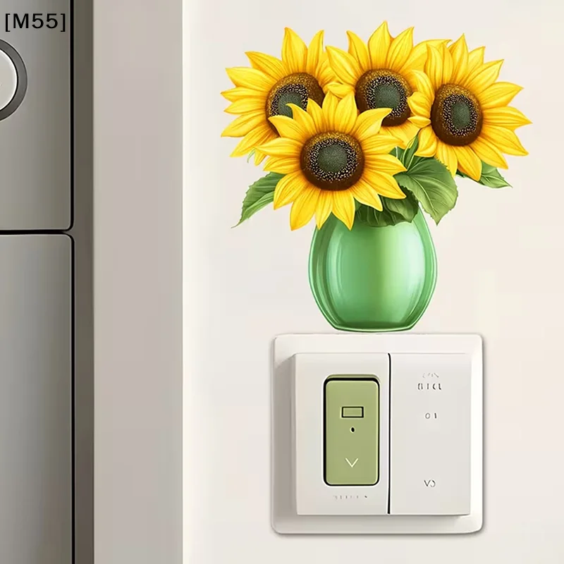 Glow-in-the-Dark Flowers Switch Sticker Tulip Lily Sunflower Wall Sticker Self-Adhesive PVC Switch Outlet Decor Easy Peel[M55] view 5