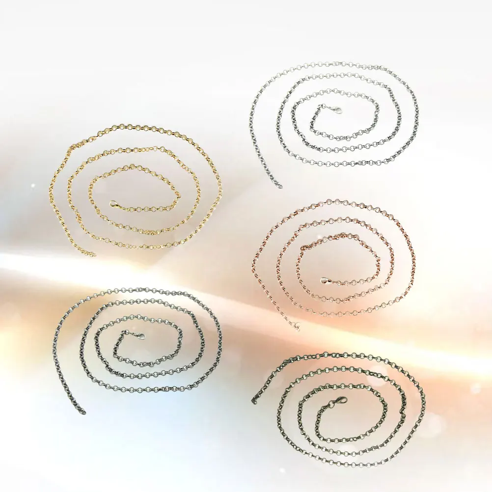 

5Pcs Vintage Watch Chain Retro Style Metal Necklace Heavy Duty Closure Durable for Men Women Silver Bronze Gold