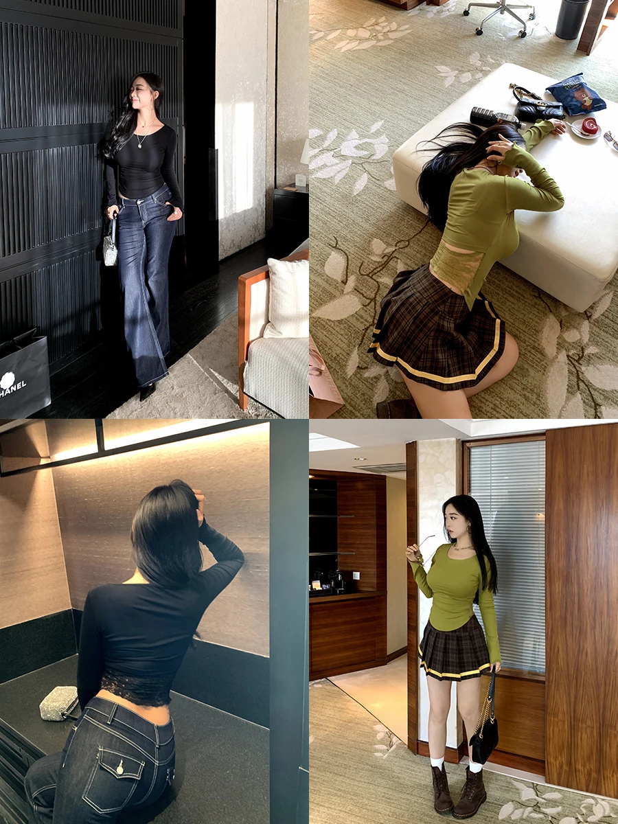 

Вязаный свитер с драпировкой и вырезами в форме вишни, круглый вырез, большие размеры, с кружевной отделкой, из волокна лайкра, женская мода, осень 2025