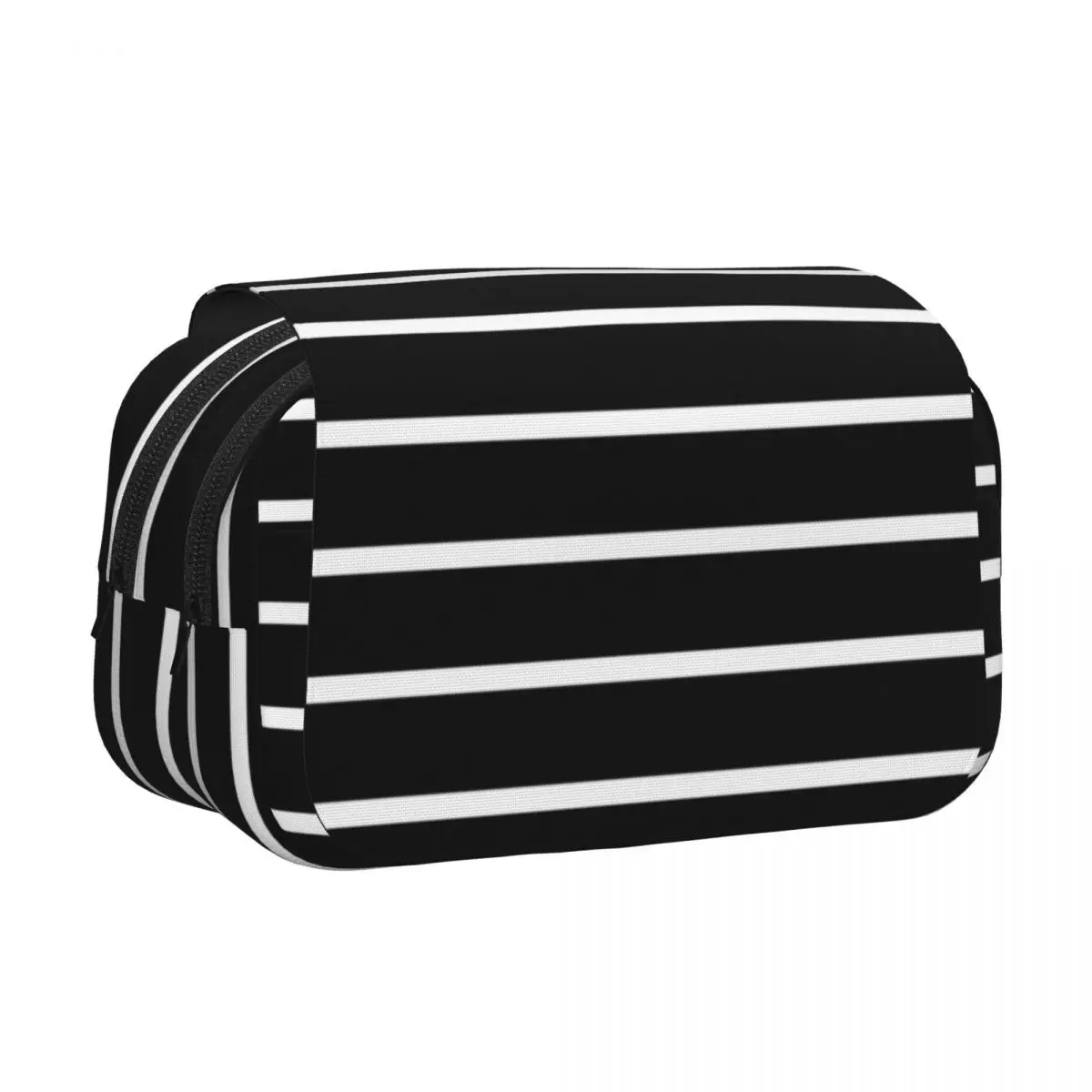 Black White Stripes Pencil Case Pencil Pouch Hard Shell Leather Big Capacity Pen Box Pencil Bag for Boy Girl Gifts