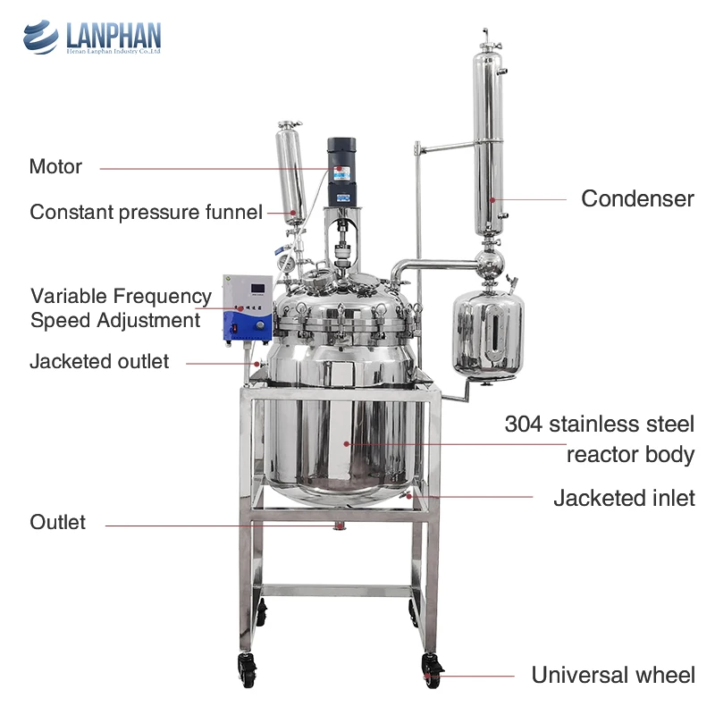 High quality stainless steel reaction kettle jacketed chemical reactor with constant temperature control