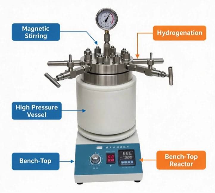 Stainless Steel Desktop High Pressure Reactor, Magnetic Stirring Autoclave, Lab Vessel For Hydrogen Charging Chemical Test