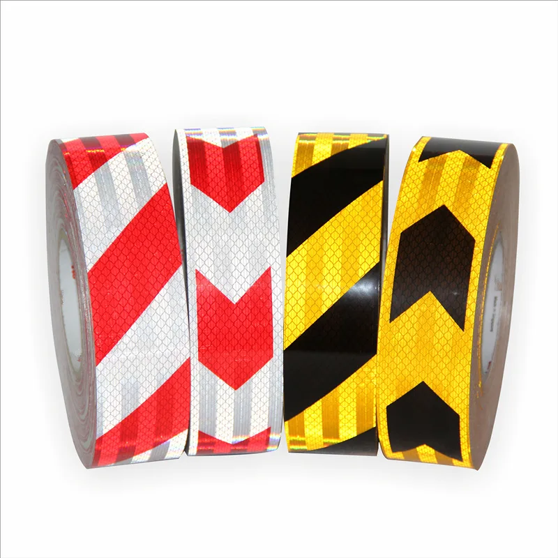 5CM*45M Self-Adhesive PET Super Reflective Safety Tape Road Traffic Construction Site Floor Wall Arrow Guide Warning Sign