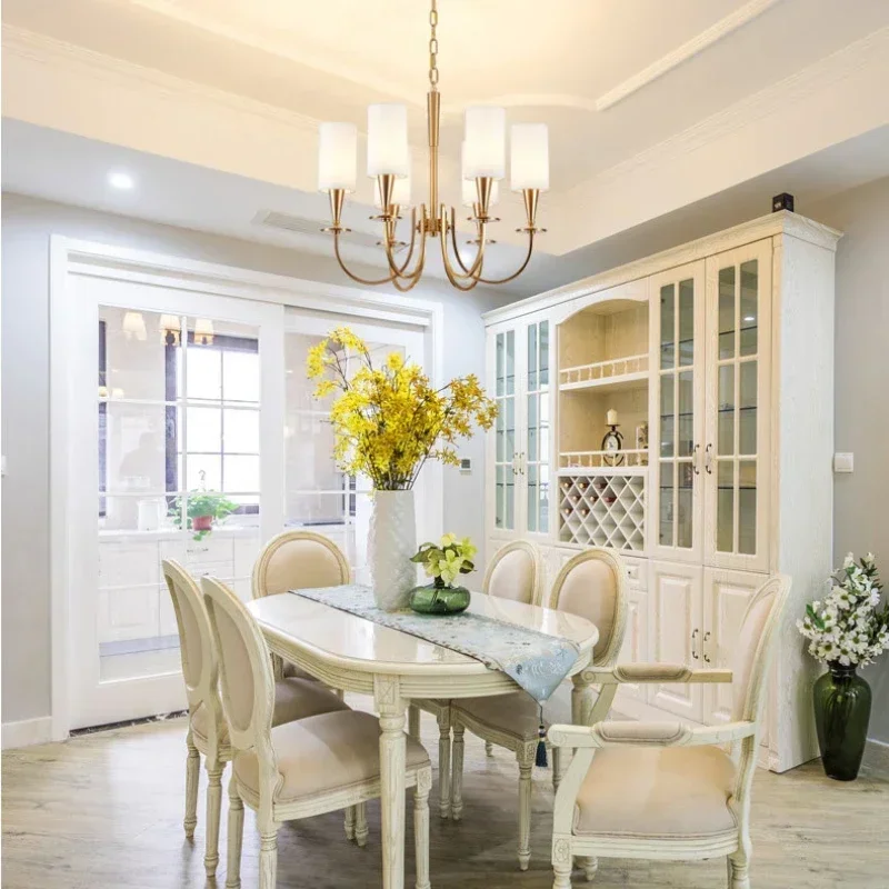 

American Rural Ceiling Chandelier Lights Nordic Living Room Copper Pendant Lights Chinese Restaurant Bedroom Kitchen Lighting