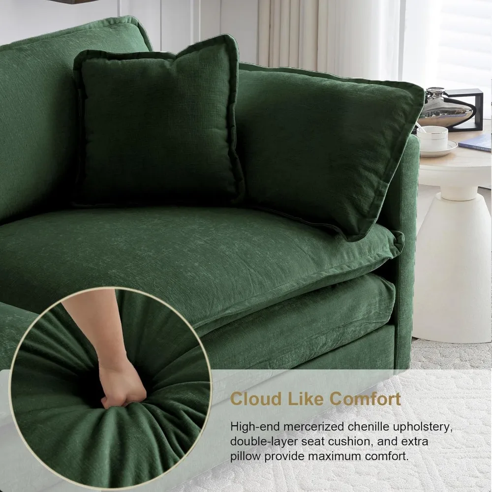 Chenille kursi Sofa tunggal, 41.4 "W kursi aksen besar, kursi dalam berlapis kain Modern nyaman berlengan dengan bantal untuk tamu