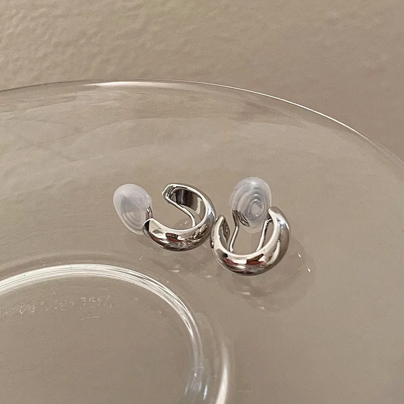 الذهب اللون أقراط مستديرة للنساء الأذن النساء لا مثقوب C شكل هندسي مشبك الأذن العظام كليب مجوهرات بسيطة #5